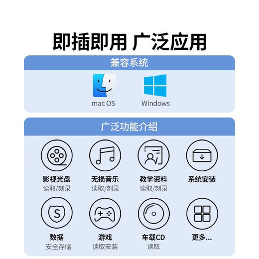 其他家USB外置光驱刻录机DVD 8倍速 移动光驱 光驱外置刻录一体 【适用USB/Type-C接口设备】不带光碟
