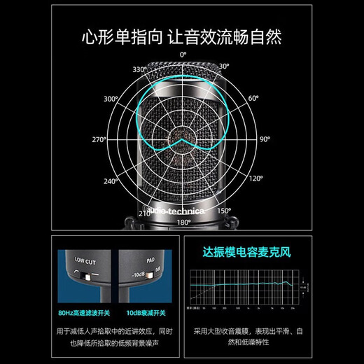 Audio-technica AT2035 condenser microphone recording equipment set audio book recording professional studio dubbing anchor live broadcast full set of computer karaoke external sound card radio microphone with Aiken Uports2 Dyna sound card live recording set