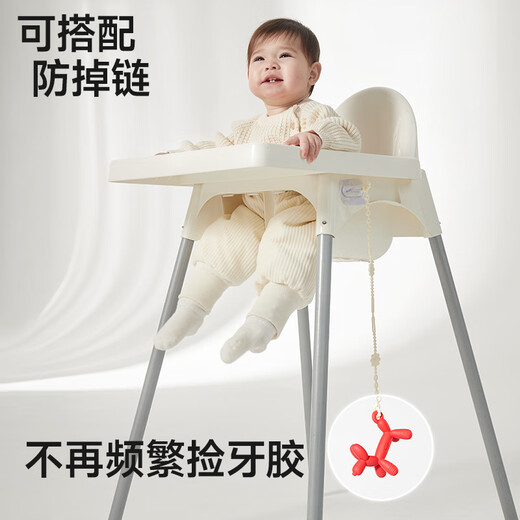 IKV baby teether small mushroom balloon dog teether can be boiled food grade silicone anti-eating hand artifact bite gum balloon dog teether - red