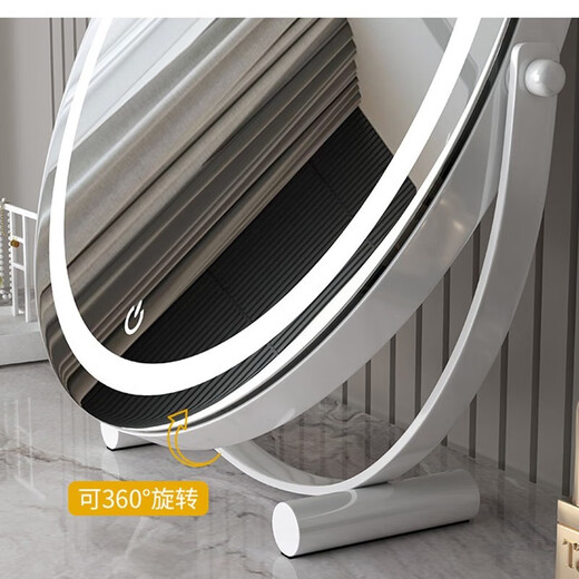 Perfeden Bedroom Mirror HD Smart Makeup Mirror with Light LED Dressing Mirror Desktop Charging Desktop Dressing Makeup Mirror Makeup Mirror Beauty Mirror Desktop Cylindrical Mirror Classic Black Diameter 45 (Plug-in Version)