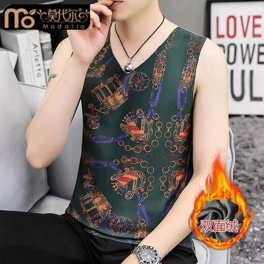 Modalde velvet warm vest for men in autumn and winter 2025 new style inside wear base plus velvet for men's heatless style 9922 XL 125-140Jin [Jin equals 0.5 kg]