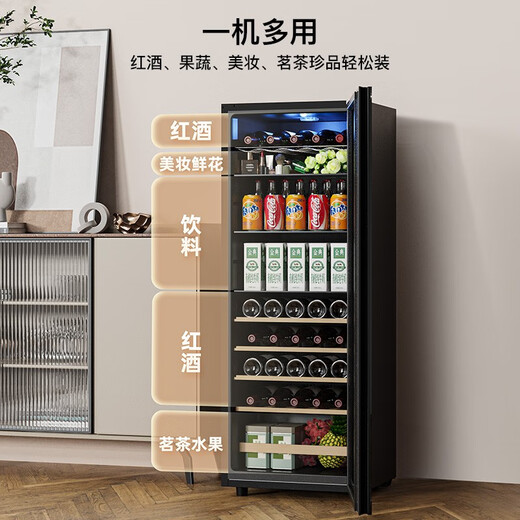 Candor Constant Temperature Red Wine Cabinet Home Wine Cabinet Living Room Office Small Red Wine Tea Beverage Refrigerator Fresh Cabinet CN-142 | Light Strip Upgrade 38 Bottles