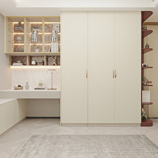 Oppein customized wardrobe Whole house customized Hong Kong style light luxury storage cloakroom TV cabinet wine cabinet entry cabinet Blanca 10 square meters custom cabinet package price