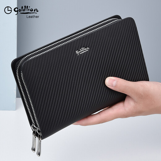 Jinlilai Handbag Magn Bag embrague para hombres Bolsa de hombres de gran capacidad Doble Doble Light Luxury High Gand Bag Model en 2025, una compensación falsa diez [cabello liso oficial] negro