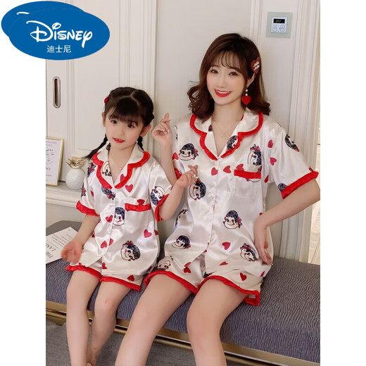 Disney Parent-Child Pyjamas Summer Ice Silk Silk Silk à manches courtes Mère et fille Big Children Children Children Children Air Climing Clothing Home Set QN1048 Courte-manche longue. Taille du pantalon 8 [adapté au poids 25-30 Jin [Jin est égal à 0,5 kg]]]