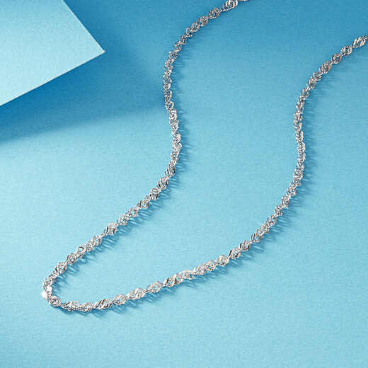 Yuanshengfu PT950 platinum boutique water ripple necklace, fashionable platinum plain chain for women, shiny clavicle chain, 5.51 grams, length 44CM