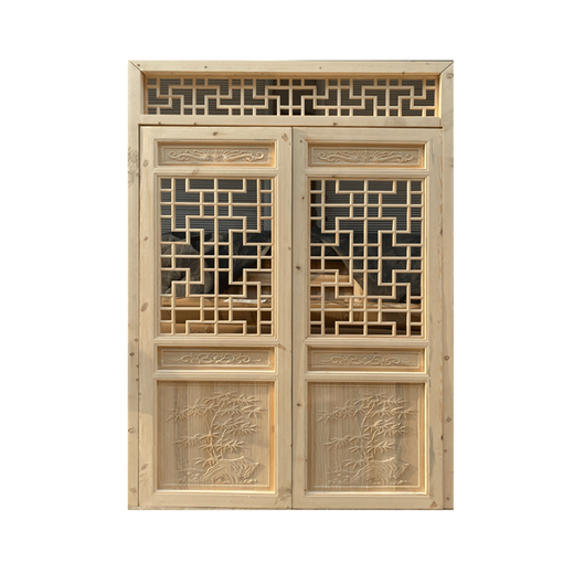 Dongyang wood carving antique doors and windows hollow flower grilles ancient building solid wood old-fashioned wooden doors sliding doors Chinese flower window partitions customized products contact customer service