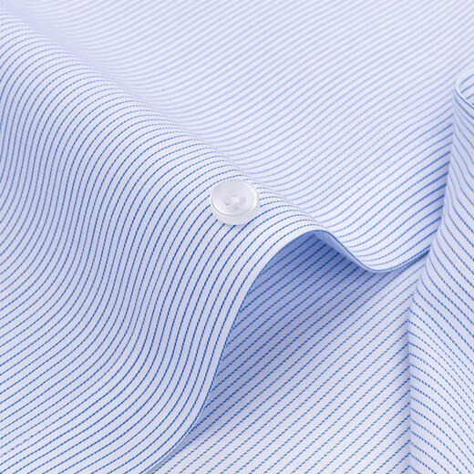 Shanshan DP no-iron long-sleeved shirt men's pure cotton striped spring and autumn business formal wear cotton light blue stripes 40