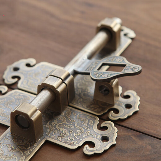 Chengzhong style thickened latch old wooden door lock garden courtyard door latch antique door buckle copper door bolt surface 20cm bronze