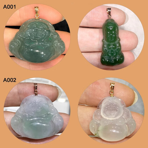 18k gold oblique hole jade buckle head melon seed buckle pendant buckle Guanyin Buddha pendant jade clip buckle thick crown gold buckle 18K gold A003