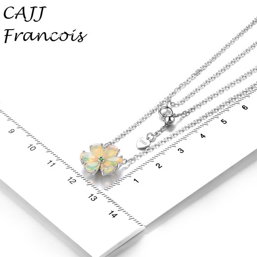 CAJJ Francois 1.4 carat opal stone necklace for women, natural colored gems, jewelry gemstones, 925 silver inlay, opal stone necklace