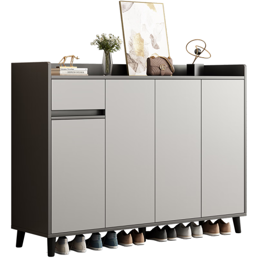 First Forest Shoe Cabinet Doorway Home Large Capacity Balcony Storage Cabinet Modern Simple Entrance Cabinet Entry Integrated Wall Storage Cabinet [Recommended by the Store Manager] Dark Gray + Light Gray 120*32*90