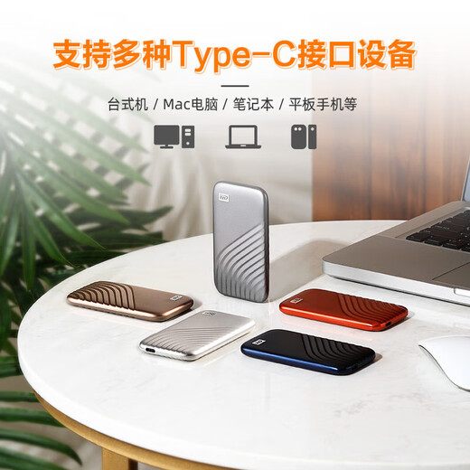 西部数据（WD）移动硬盘固态PSSD type-c接口  小贝壳 手机直连笔记本外接 My Passport随行 闪耀银1050MB/s 2TB