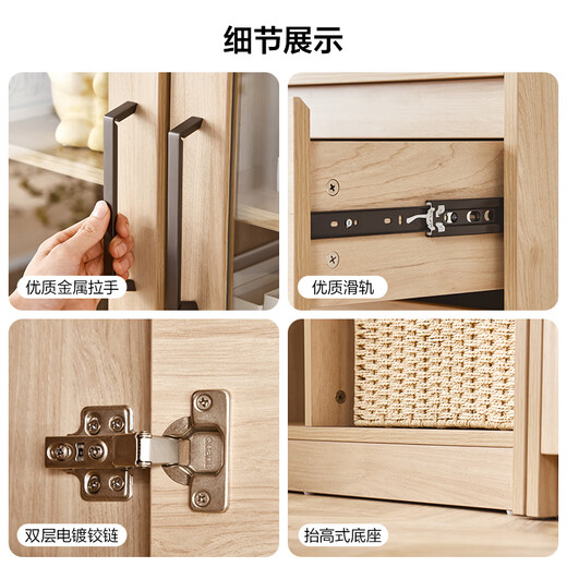 Quanyou Home Nordic style bookcase with door, living room hand-made display cabinet, balcony floor-standing wall storage glass cabinet