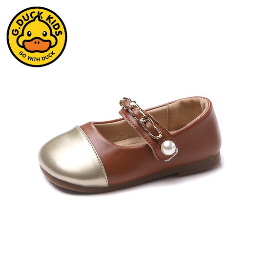 G.duck2024 autumn small leather shoes for girls, fashionable Korean style single shoes, dance shoes, soft sole, soft surface, patent leather round head princess shoes, off-white 23 14.0cm