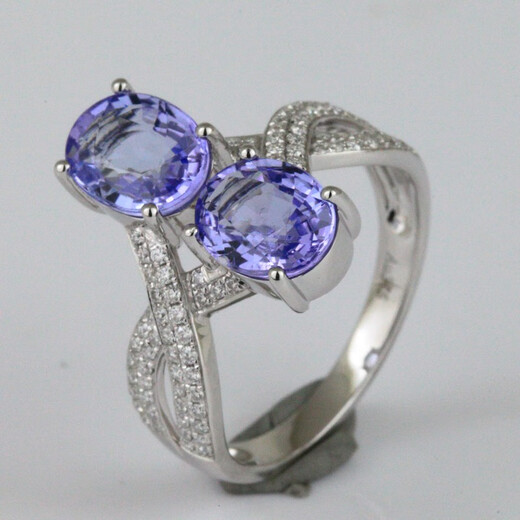 TIYA Colorful Blue Tanzanite Ring No. 13, 9K Gold Blue Tanzanite Double Tanzanite Ring R9KS5