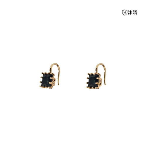 Muyan earrings for women 2024 Internet celebrity trend exquisite small earrings simple temperament birthday gift light luxury earrings black square earrings