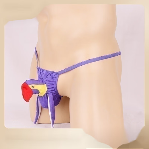 Confidential delivery men's sexy underwear thong cosplay sexy underwear bird head T-pants purple one size