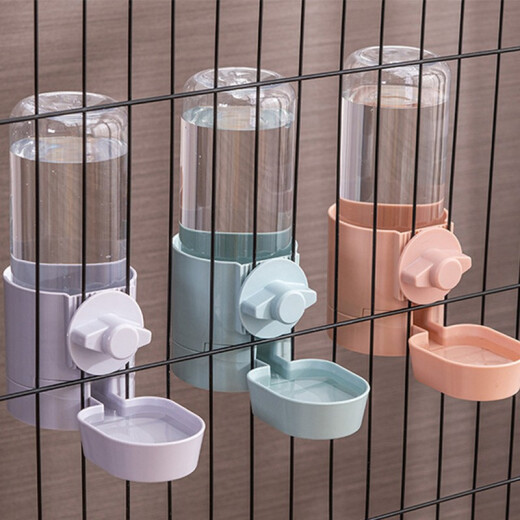 GongDu pet cage hanging automatic feeder drinking machine cat bowl cat and dog food rice bowl dog food bowl food storage bucket hanging drinking fountain pink