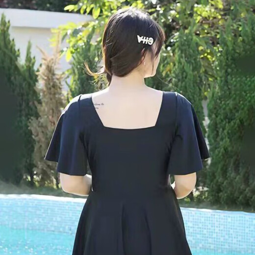 Bangbo World Plus Size Swimsuit Women's One-piece Hot Spring Covering Belly Sleeveless Sexy Slim Swimsuit Skirt Style Fat Girl Plus Size Swimsuit Bow Tie One Size (Suitable for 90 Jin Jin equals 0.5 kg -150 Jin Jin equals 0.5 kg)