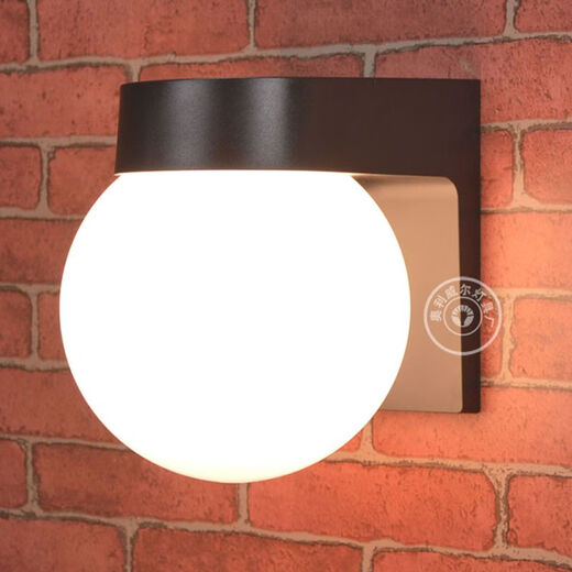 Yaotian Outdoor Waterproof and Sunproof LED Ball Wall Lamp Simple Modern Balcony Aisle Staircase Exterior Wall Creative Ball Wall Lamp White Base Transparent Striped Ball +20W LED Bulb White Light