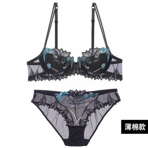 Victoria Palace Elegant Underwear Set Ultra-Thin Lace Embroidery Large Size Bra Pure Desire Transparent Sexy Bra Set Red Ultra-Thin 85D 38