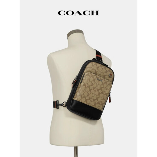 COACHCOACH/Coach men's chest bag travel bag stylish casual shoulder crossbody backpack mini black presbyopic CL412 QBMI5
