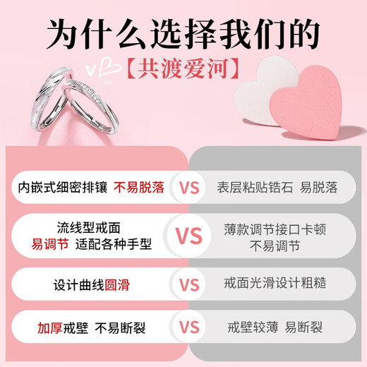 Cardillo's Love Together 999 Silver Couple's Ring A Pair of Rings for Marriage and Proposal Adjustable Birthday Gifts for Girlfriend's Love Together Ring/S925 Silver/Free Engraving