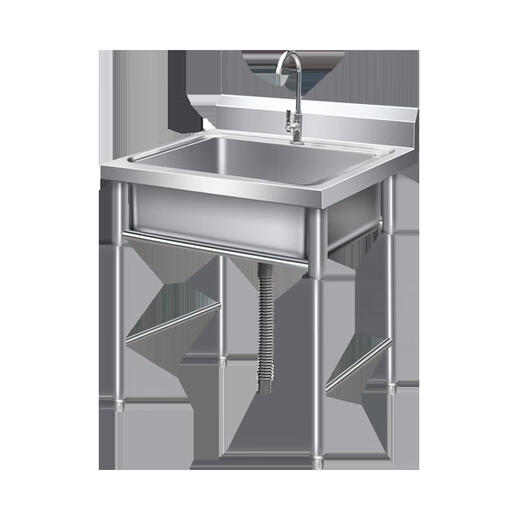 Commercial stainless steel sink single double three slots with bracket kitchen sink wash basin wash basin sink household 50*50*80cm single slot economical model
