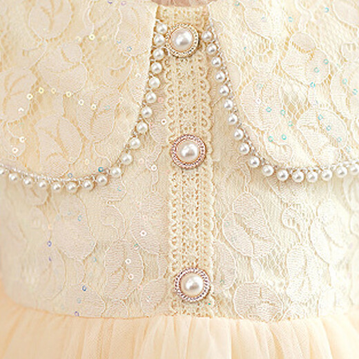 LUOBOBEIBEI girls' dress piano New Year's greetings autumn and winter style little girl dress beige 120