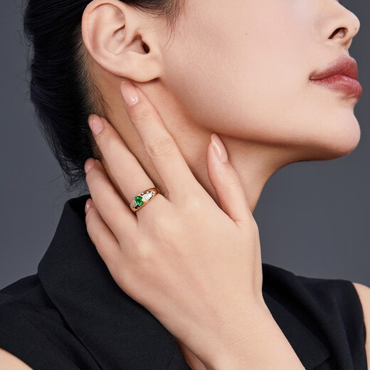 Yicai natural tsavorite ring women's 18k gold diamond ring birthday gift for girlfriend Tsavorite 1 carat/Gilder