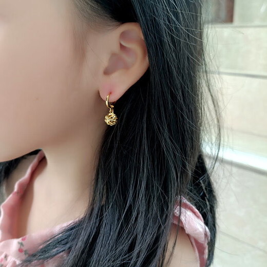DL 1998 Fat Donglai same style 18K gold earrings transfer beads wedding gift new 24k gold-covered earrings 18k gold color ears gold 1 pair
