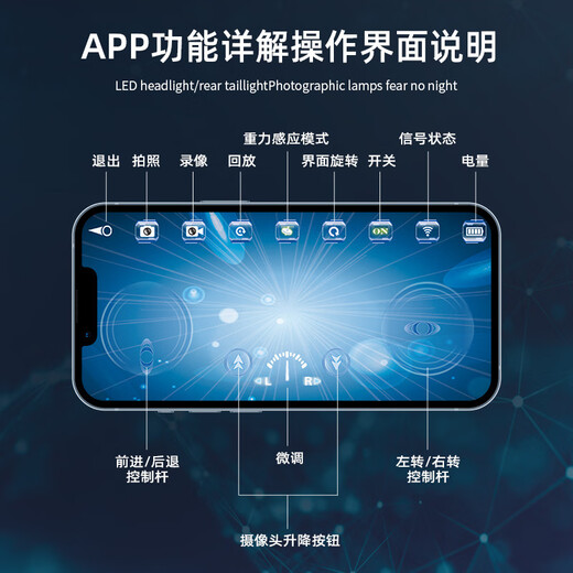 赟娅遥控船可水下摄影wifi可摄影手机遥控魔鬼鱼迷你潜水艇男孩玩具船 无线摄影遥控船