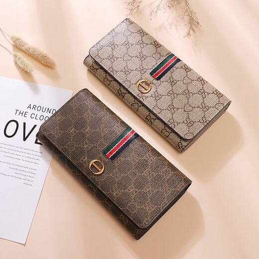 GIEVSZHE clutch bag, women's wallet, long style, new first-layer cowhide handbag, large-capacity coin purse, birthday gift for girlfriend, apricot color, ready for delivery on the same day, exquisite gift box