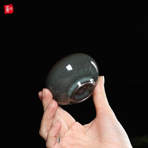 Lingqingfang high-end Kung Fu tea set home office celadon complete set teapot teacup gift box Ge Kiln ice crack iron tire Tibetan blue ten-piece set