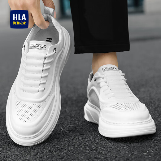 海澜之家男鞋秋冬2025新款经典板鞋男小白鞋增高男士运动休闲鞋透气鞋子男 白色 41 【运动码】