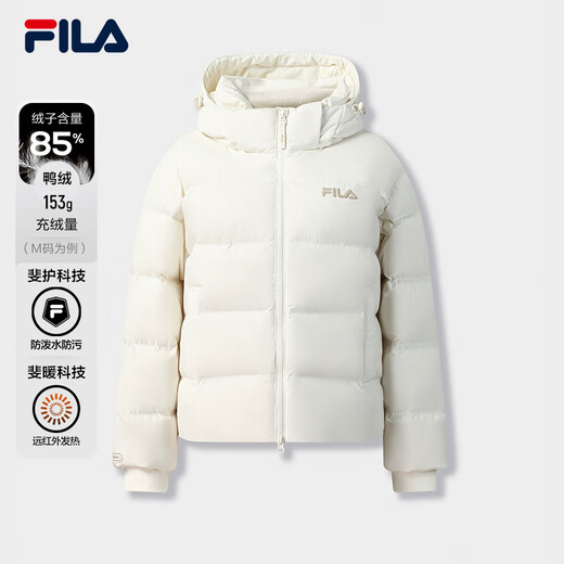 FILA Official RGB Down Women's Down Jacket 2025 Winter Far Infrared Heating Bread Jacket Hooded Warm Jacket