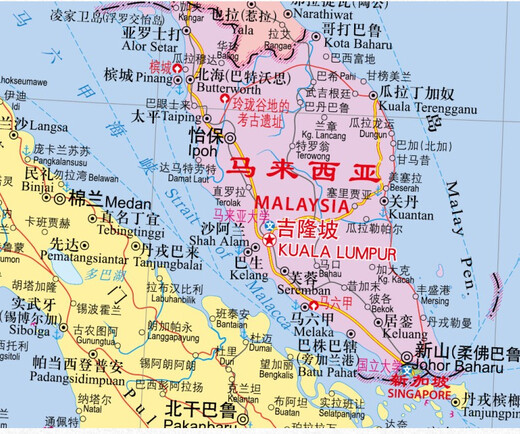 东南亚地图挂图地区地图1.2米x0.9米泰国缅甸马来西亚印度尼西亚菲律宾文莱老挝越南柬埔寨