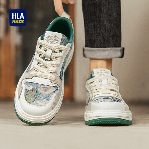 海澜之家（HLA）男鞋夏季2025新款休闲板鞋透气帆布鞋潮流防滑厚底增高运动鞋子男 蓝色 40
