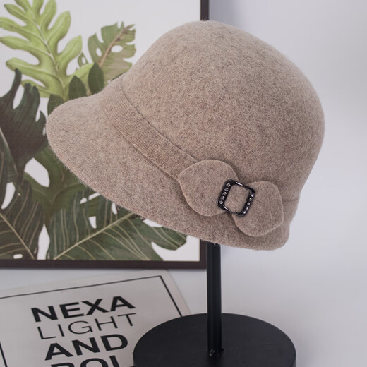 JIASHENGXI Hats for middle-aged and elderly women, mothers, autumn and winter warm fisherman hats, women's high-end wool thickened hats, old ladies basin hats, burgundy