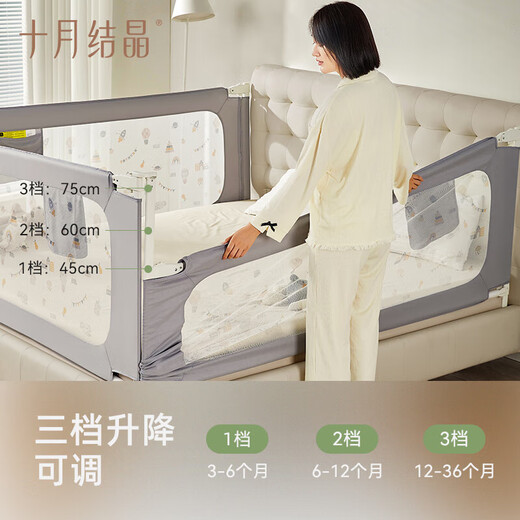 October Crystal Crib Fence Baby Anti-fall Bed Guardrail Bedside Baffle Segmented Lift 2 Meters Single Sided Philly Castle