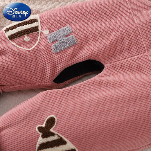 Disney (Disney) baby suspender cotton pants, a pair of winter baby open crotch suspenders, autumn and winter cotton and thickened outer pants for boys and girls, MING suspender cotton pants with pockets, FISH Duoduo fish blue 73 cm