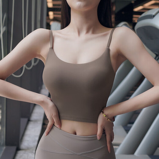 KEJIMITAO European and American ins thin strap sports vest naked shockproof gathered outer wear running Pilates yoga bra summer thin navy blue (cool) L