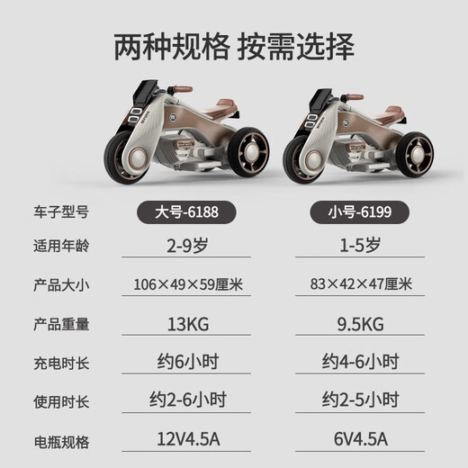 Maidomi children's electric motorcycle tricycle can sit adults, men and women, baby remote control battery, child toy car, stroller, retro brown, large remote control music early education, enlarged battery + dual drive