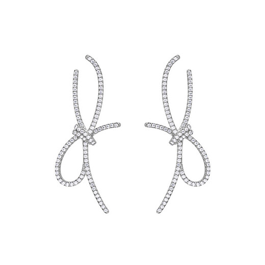 HEFANG He Fang Jewelry Ribbon Knot Earrings Elegant Earrings Women's Light Luxury High-Quality Birthday Gift for Girlfriend Silver