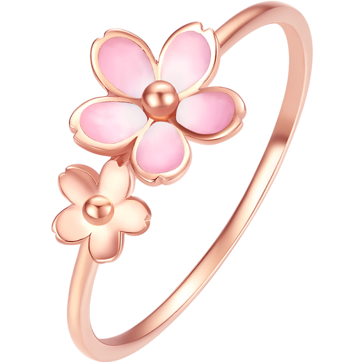 Saturday blessing 18K gold ring female Sakura drunk series color gold ring KIHH016836 No. 13 birthday gift