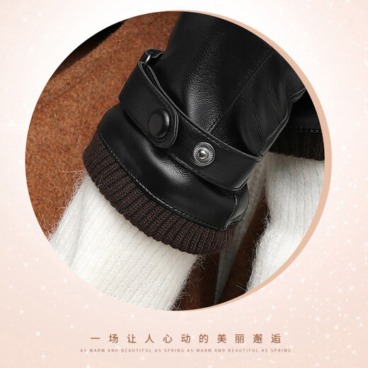 Red Dragonfly Leather Gloves Women's Winter Velvet Thickened Water-Repellent Windproof Touch Screen Winter Student Riding Motorcycle Warm Gloves Touch Screen Velvet Women's Screw Model Warm and Comfortable Velvet Lining