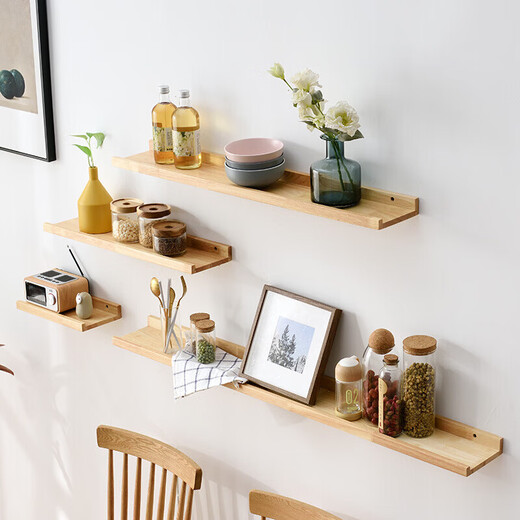 Aibiju solid wood partition wall storage rack TV background wall decoration rack set-top box rack 30*15cm