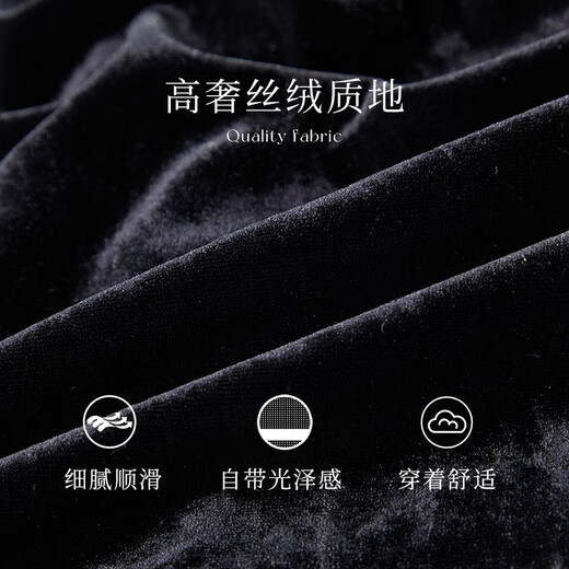 Xiangying velvet top women's autumn and winter 2025 new long-sleeved round neck black shirt high-end Hepburn style French shirt black M