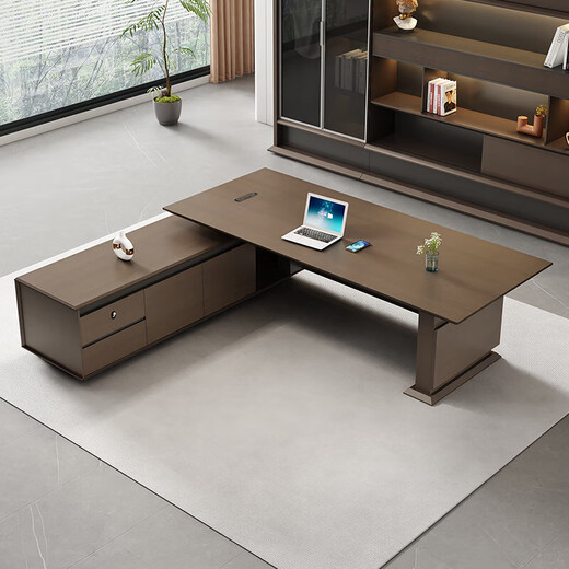 Yuehui high-end boss desk office desk light luxury chairman general manager office executive desk chair combination 2.2 meters boss table (single cabinet)